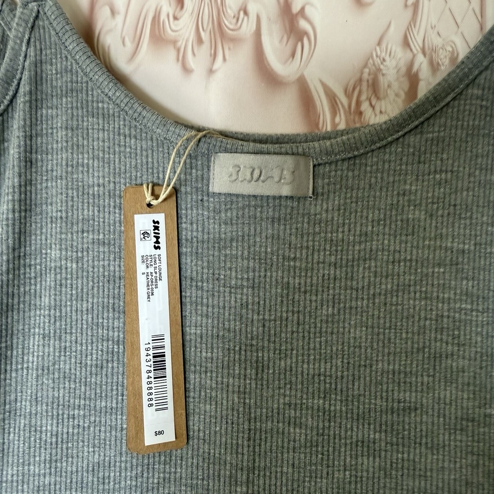 Skims Soft Lounge Long Slip Dress Sleeveles Heather Grey Size Small NWT $80 - Picture 4 of 10